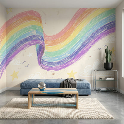 Pastel Gökkuşağı Poster Duvar Kağıdı Çocuk Odası Duvar Resmi