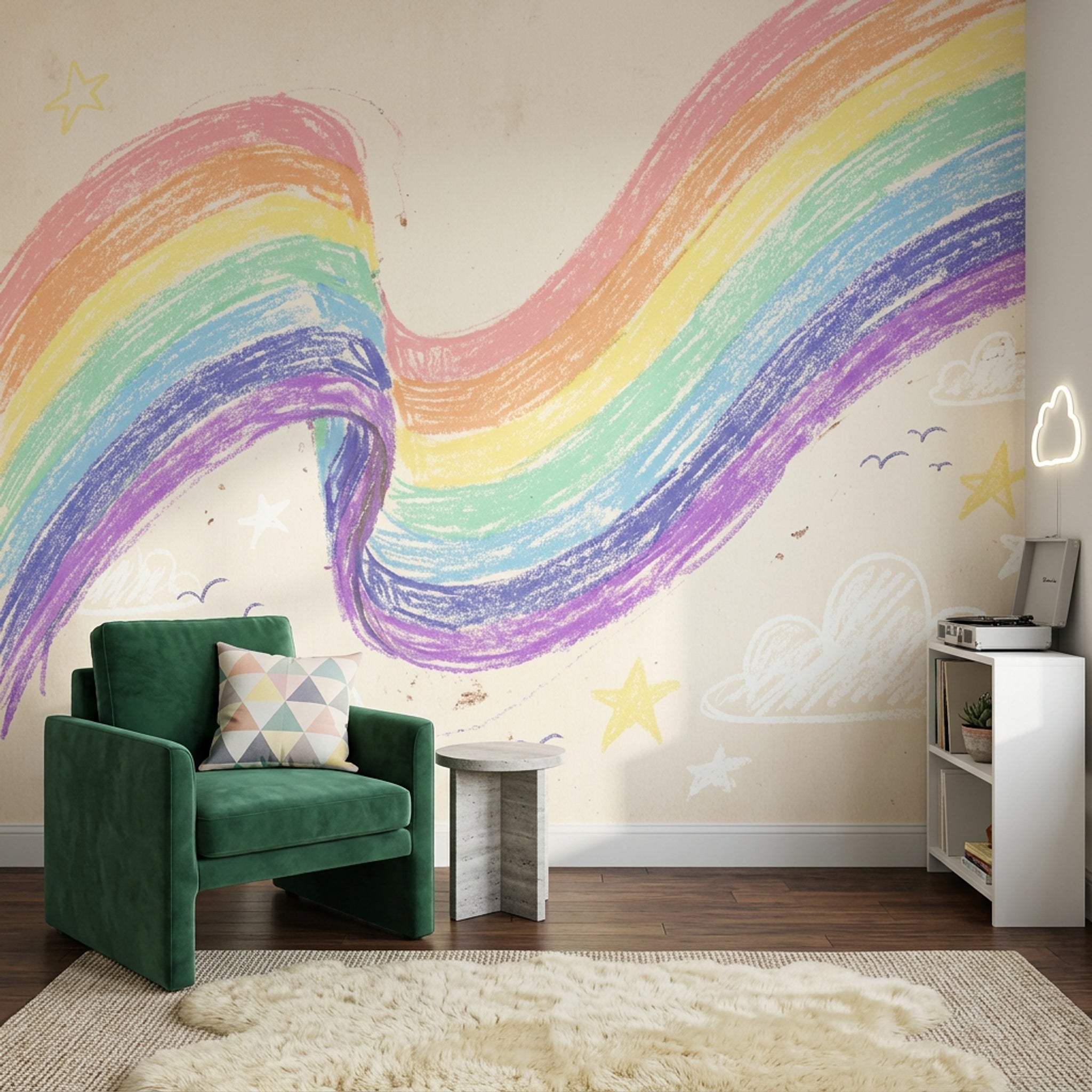 Pastel Gökkuşağı Poster Duvar Kağıdı Çocuk Odası Duvar Resmi
