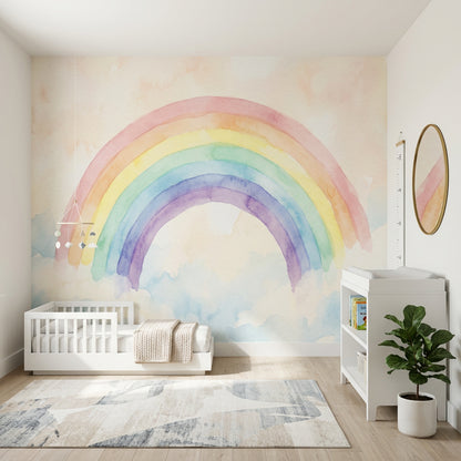 Sulu Boya Gökkuşağı Poster Duvar Kağıdı Pastel Çocuk Odası