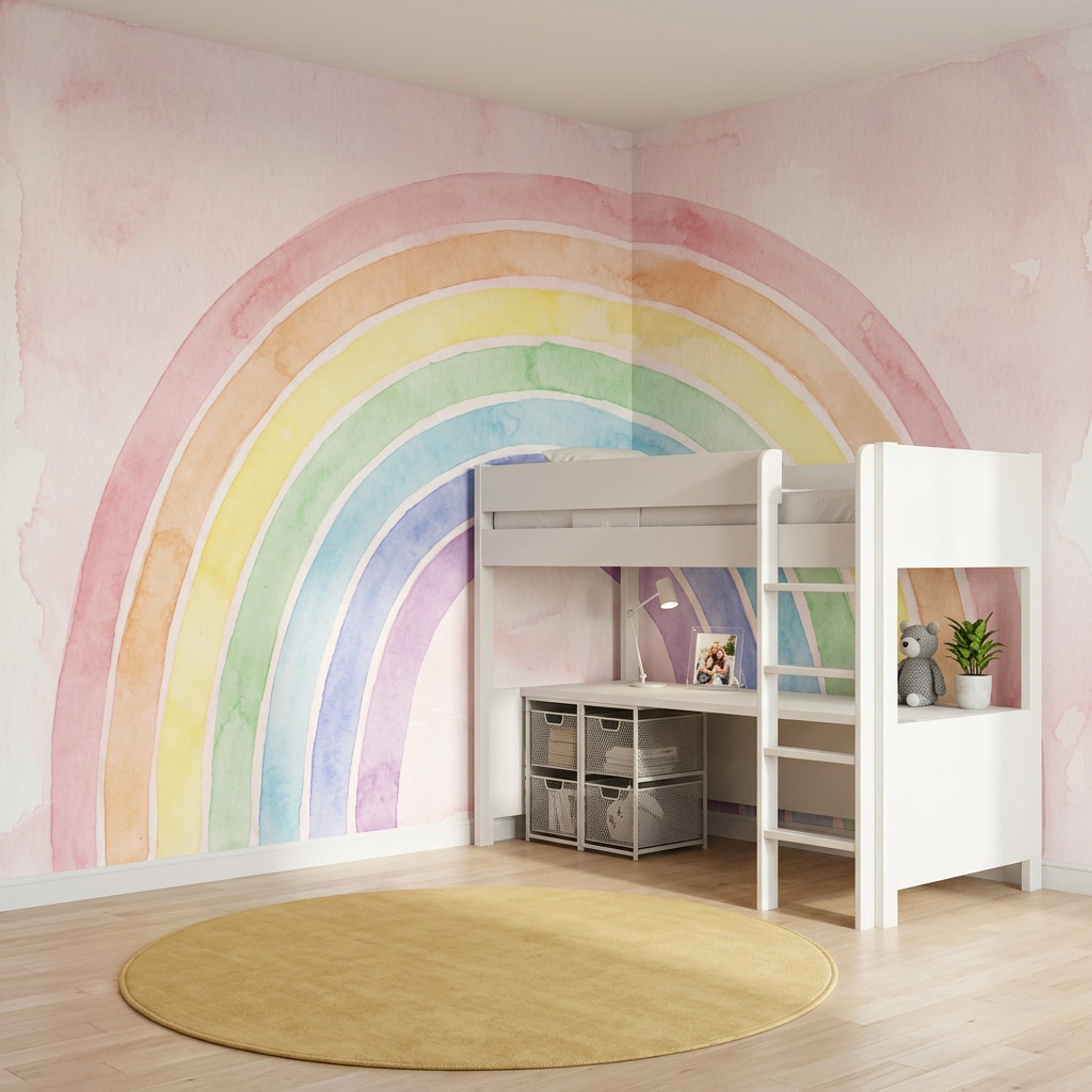 Pastel Gökkuşağı Poster Duvar Kağıdı Suluboya Çocuk Odası