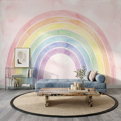 Pastel Gökkuşağı Poster Duvar Kağıdı Suluboya Çocuk Odası