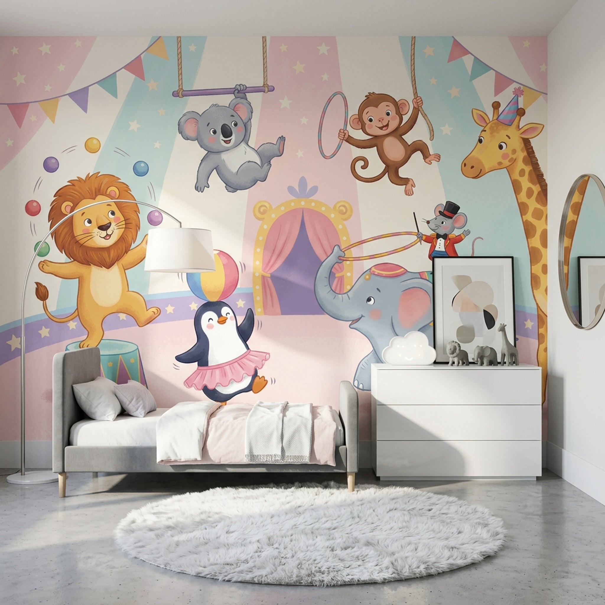 Sirk Hayvanları Poster Duvar Kağıdı Pastel Çocuk Odası