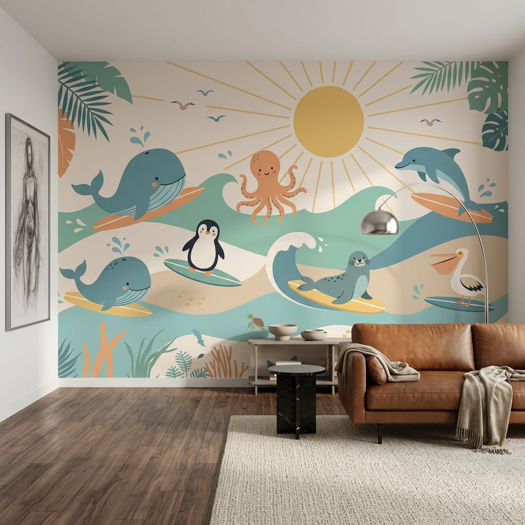 Deniz Canlıları Poster Duvar Kağıdı Bebek Odası Pastel