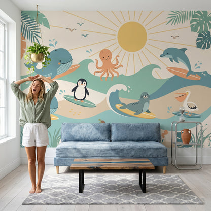Deniz Canlıları Poster Duvar Kağıdı Bebek Odası Pastel