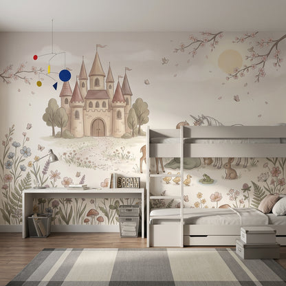 Unicorn Şato Temalı Poster Duvar Kağıdı Pastel Çocuk Odası