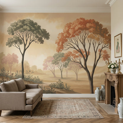 Sonbahar Ormanı Poster Duvar Kağıdı Pastel Manzara Salon