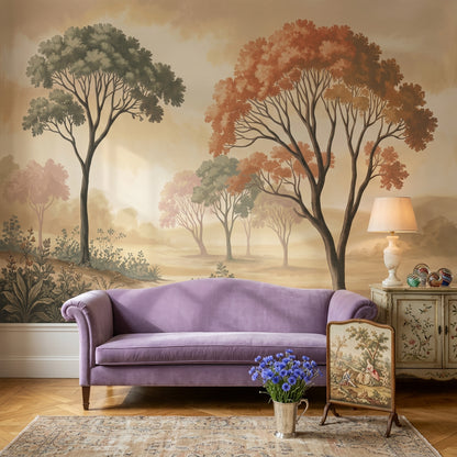 Sonbahar Ormanı Poster Duvar Kağıdı Pastel Manzara Salon