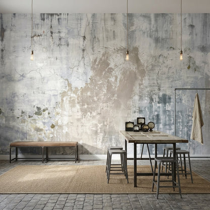 Beton Görünümlü Poster Duvar Kağıdı Gri Endüstriyel Salon Duvarı
