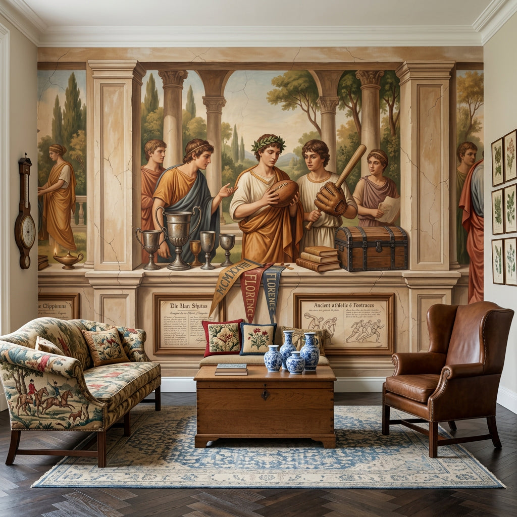 Antik Roma Figürlü Poster Duvar Kağıdı Klasik Salon Dekoru