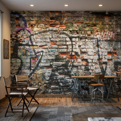 Grafiti Tuğla Duvar Poster Duvar Kağıdı Endüstriyel Salon