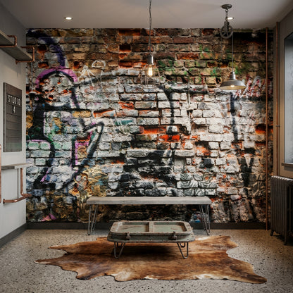 Grafiti Tuğla Duvar Poster Duvar Kağıdı Endüstriyel Salon