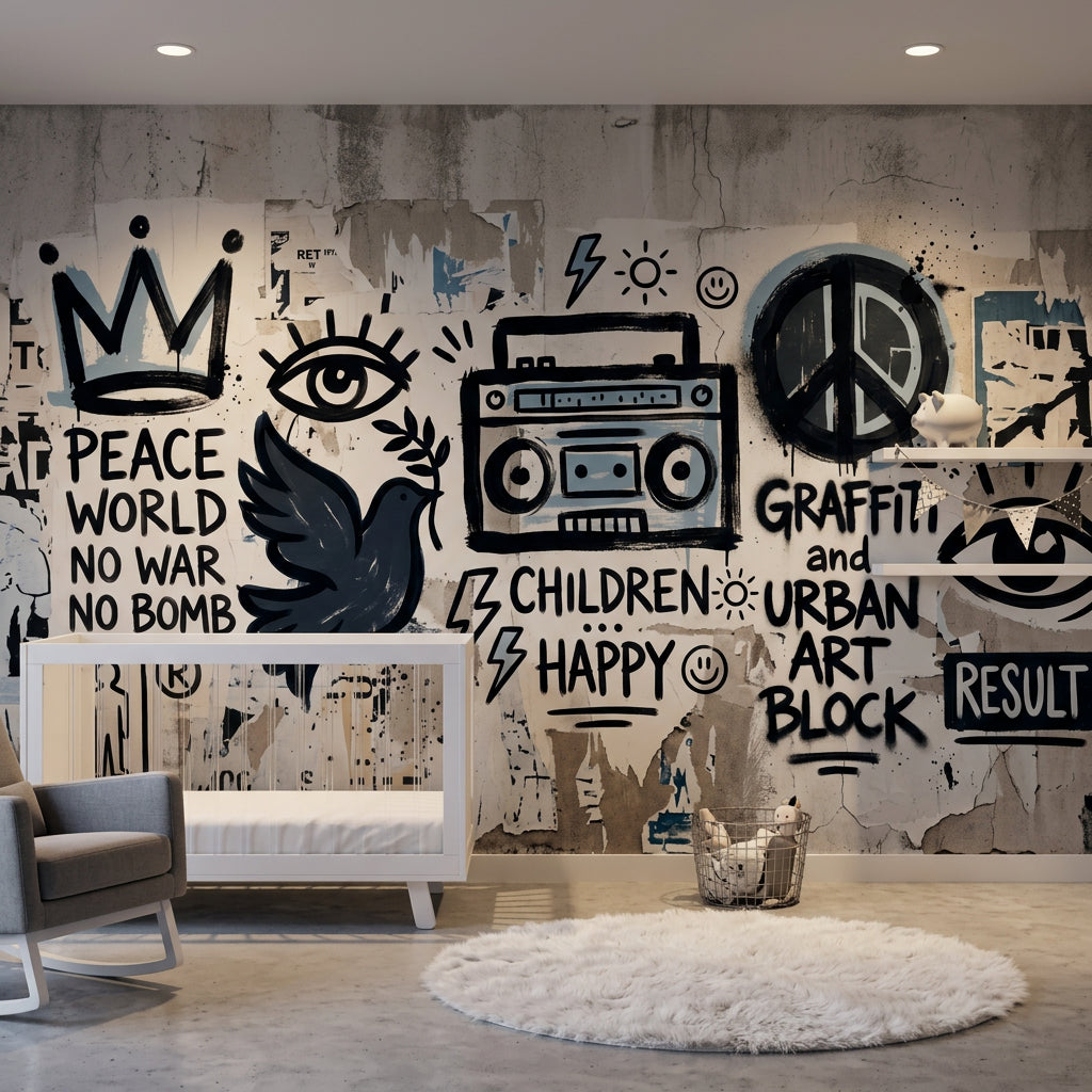 Sokak Sanatı Graffiti Poster Duvar Kağıdı Siyah Beyaz Salon