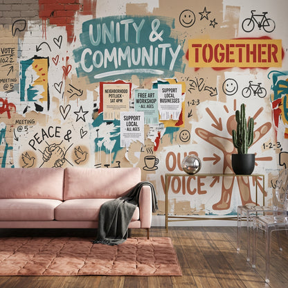 Grafiti Yazılı Poster Duvar Kağıdı Renkli Sokak Sanatı Salon