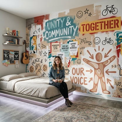 Grafiti Yazılı Poster Duvar Kağıdı Renkli Sokak Sanatı Salon