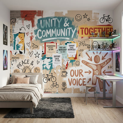 Grafiti Yazılı Poster Duvar Kağıdı Renkli Sokak Sanatı Salon