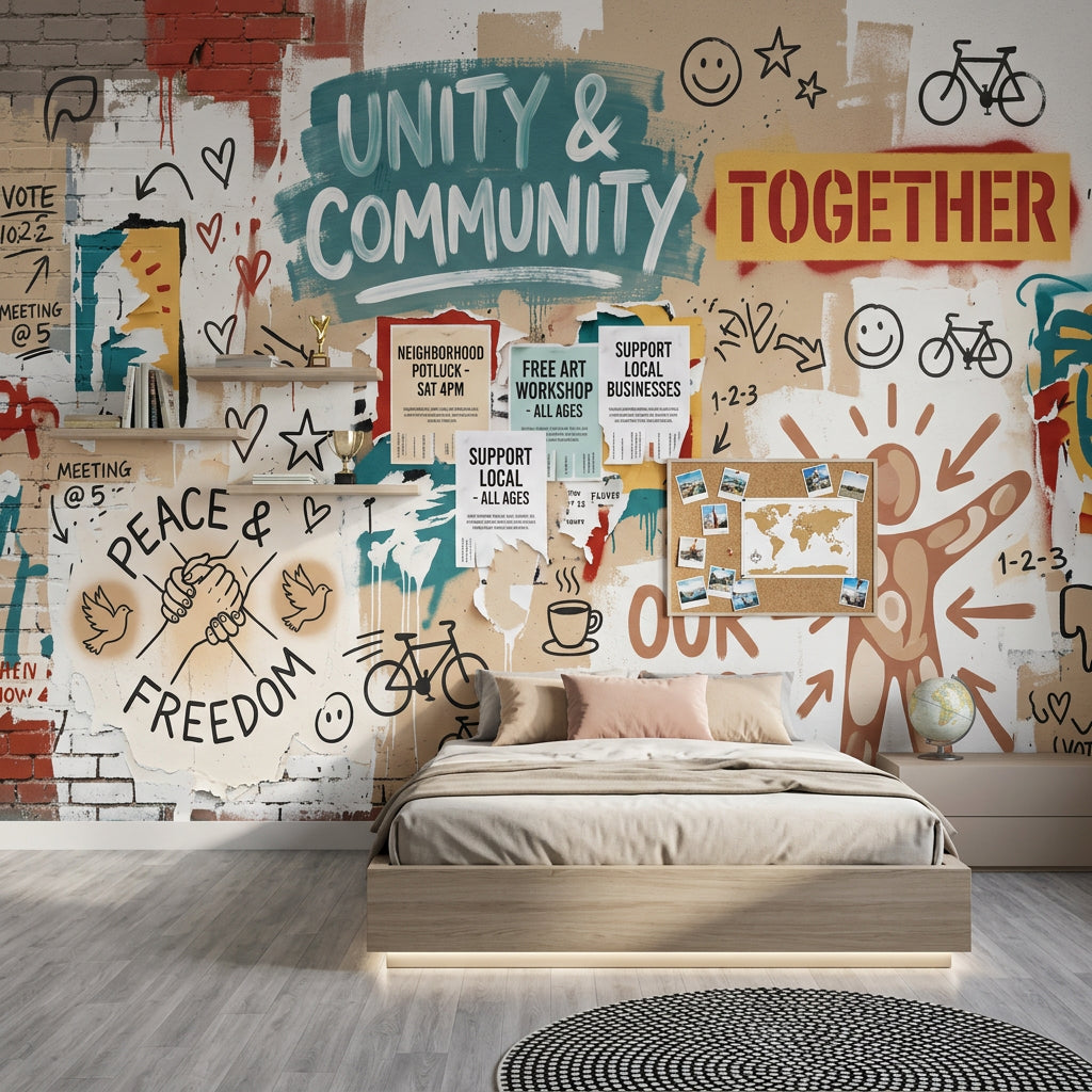 Grafiti Yazılı Poster Duvar Kağıdı Renkli Sokak Sanatı Salon