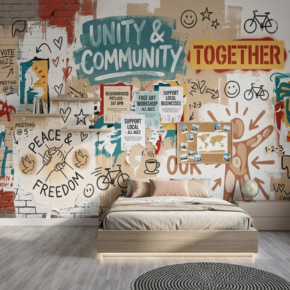 Grafiti Yazılı Poster Duvar Kağıdı Renkli Sokak Sanatı Salon