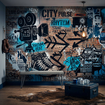 Graffiti Tuğla Duvar Poster Duvar Kağıdı Endüstriyel Salon