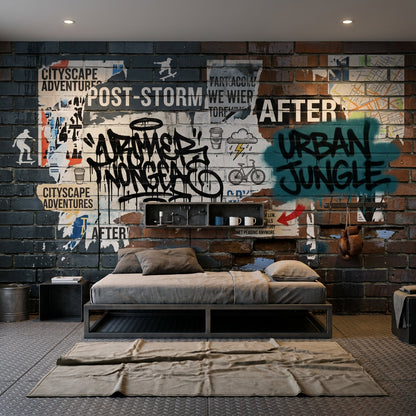 Grafiti Tuğla Duvar Poster Duvar Kağıdı Endüstriyel Genç Odası