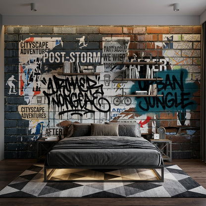 Grafiti Tuğla Duvar Poster Duvar Kağıdı Endüstriyel Genç Odası