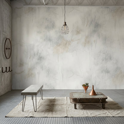 Beton Görünümlü Poster Duvar Kağıdı Gri Endüstriyel Salon Duvarı