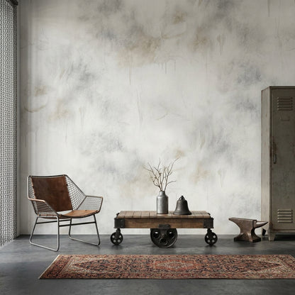 Beton Görünümlü Poster Duvar Kağıdı Gri Endüstriyel Salon Duvarı