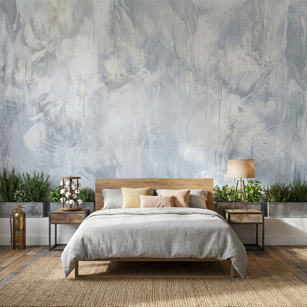Gri Beton Görünümlü Poster Duvar Kağıdı Modern Salon