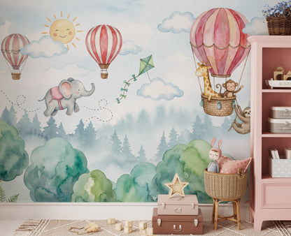 Balonlu Hayvanlar Poster Duvar Kağıdı Pastel Çocuk Odası