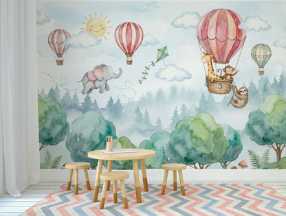 Balonlu Hayvanlar Poster Duvar Kağıdı Pastel Çocuk Odası
