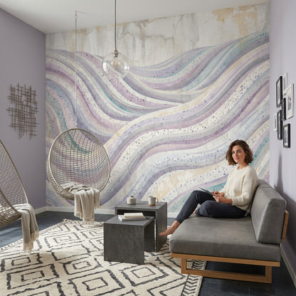 Pastel Dalgalı Soyut Poster Duvar Kağıdı Modern Salon Dekoru