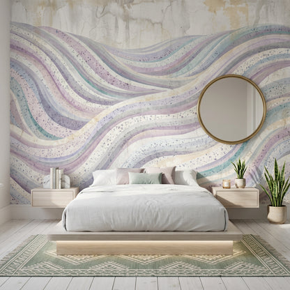 Pastel Dalgalı Soyut Poster Duvar Kağıdı Modern Salon Dekoru