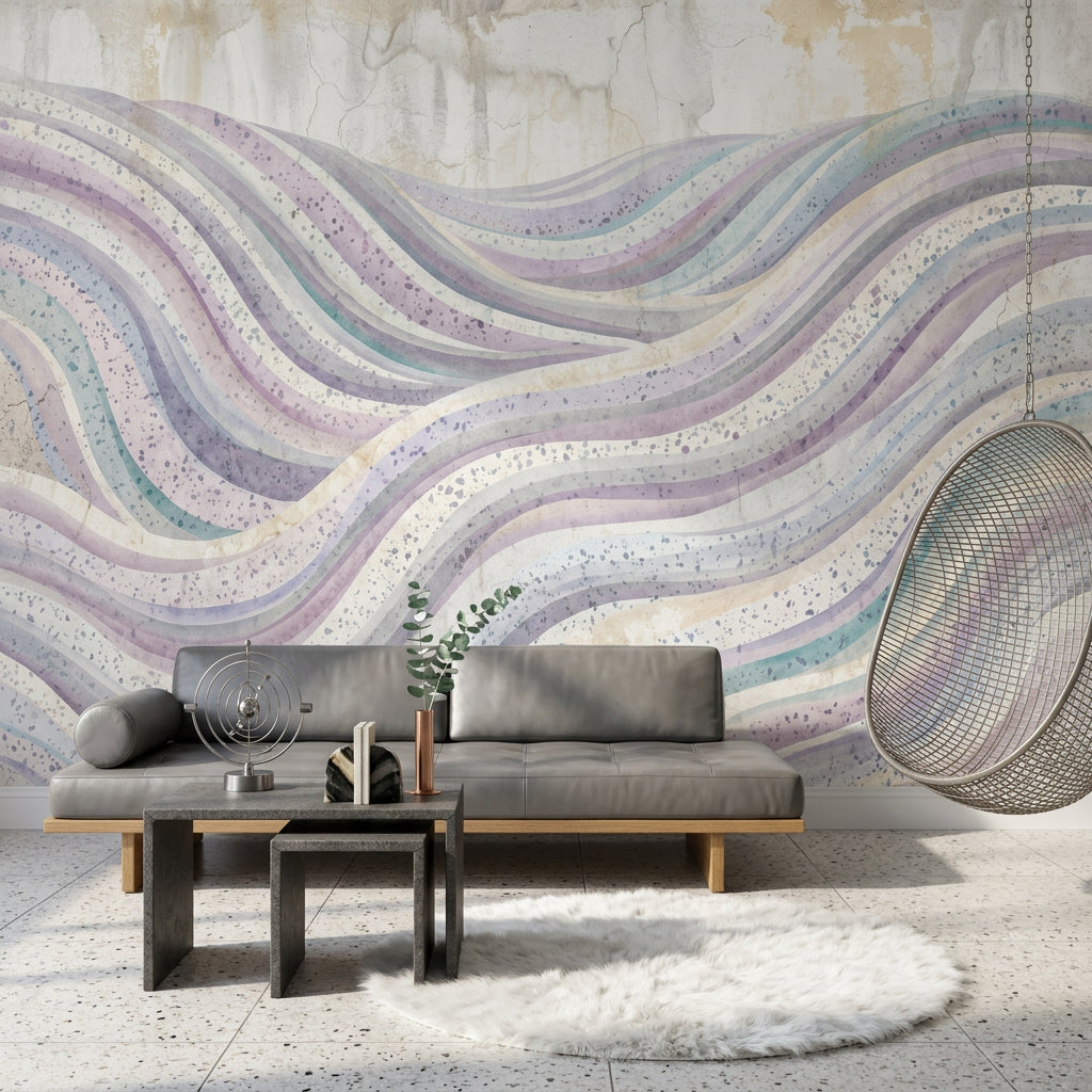 Pastel Dalgalı Soyut Poster Duvar Kağıdı Modern Salon Dekoru