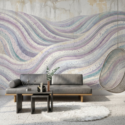 Pastel Dalgalı Soyut Poster Duvar Kağıdı Modern Salon Dekoru