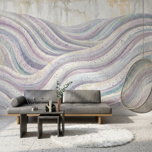 Pastel Dalgalı Soyut Poster Duvar Kağıdı Modern Salon Dekoru
