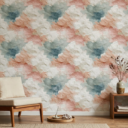 Pastel Suluboya Bulut Desenli Duvar Kağıdı Salon Yatak Odası