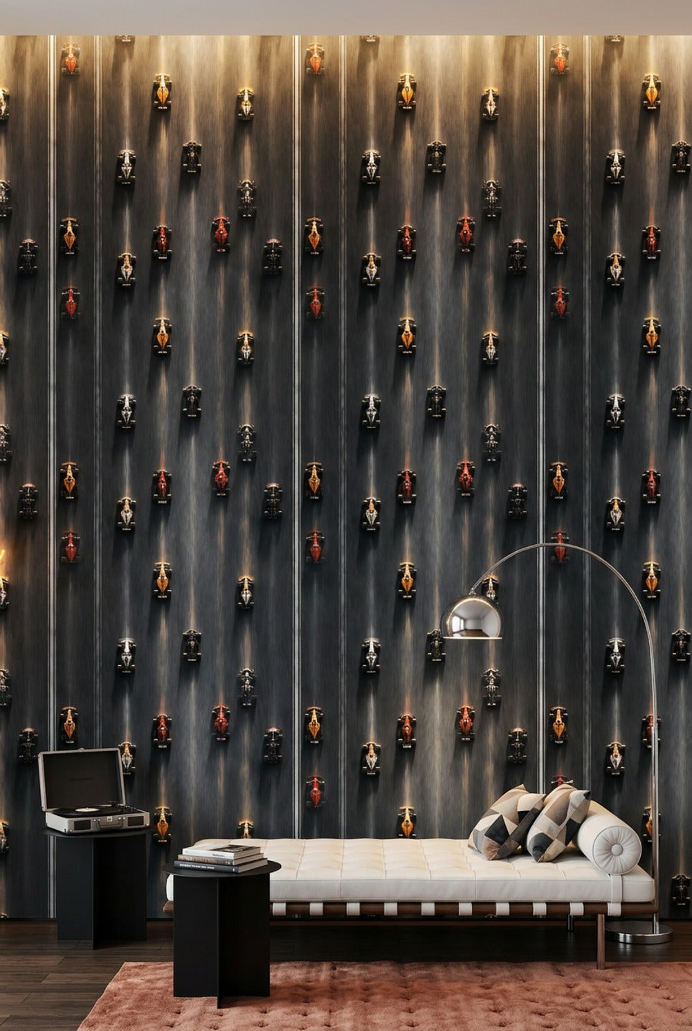 Maskeli Adam Desenli Duvar Kağıdı Siyah Modern Salon