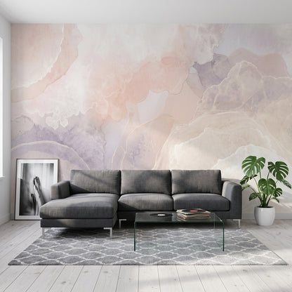 Pastel Soyut Mermer Desenli Poster Duvar Kağıdı Yatak Odası