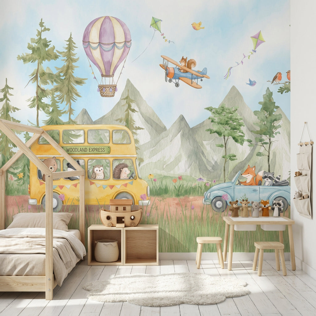 Orman Yolculuğu Poster Duvar Kağıdı Pastel Çocuk Odası
