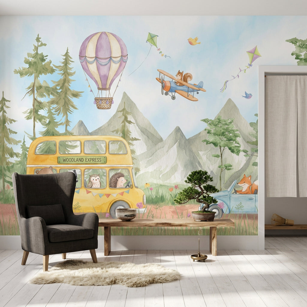 Orman Yolculuğu Poster Duvar Kağıdı Pastel Çocuk Odası
