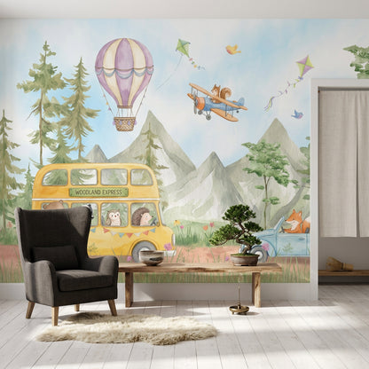 Orman Yolculuğu Poster Duvar Kağıdı Pastel Çocuk Odası