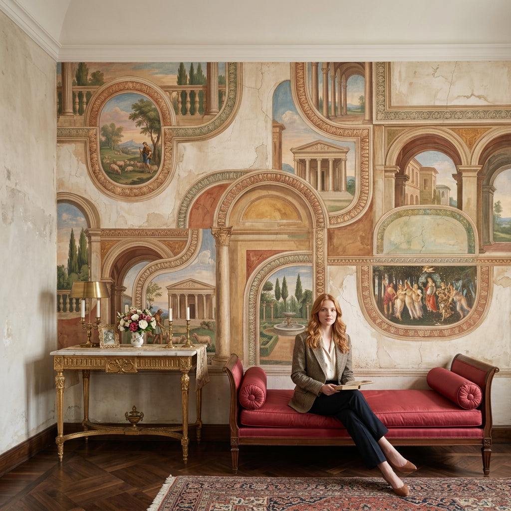Rönesans Mimari Kemerli Poster Duvar Kağıdı Klasik Salon