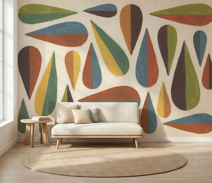 Renkli Geometrik Damla Poster Duvar Kağıdı Retro Salon Dekoru