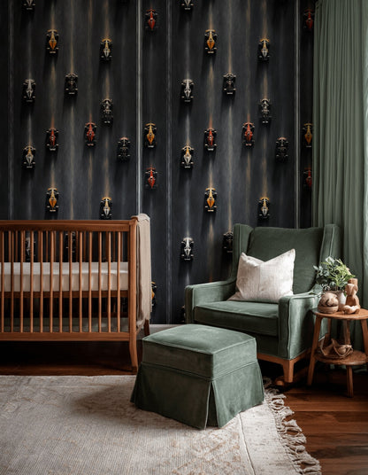 Maskeli Adam Desenli Duvar Kağıdı Siyah Modern Salon