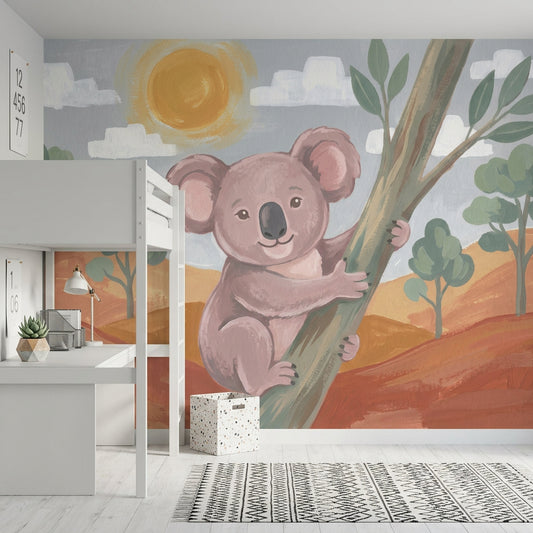 Koala Figürlü Poster Duvar Kağıdı Pastel Çocuk Odası