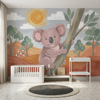 Koala Figürlü Poster Duvar Kağıdı Pastel Çocuk Odası