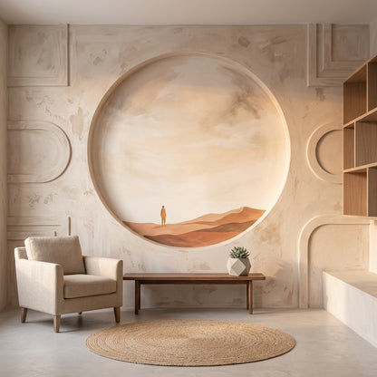 Çöl Manzaralı Poster Duvar Kağıdı Bej Minimalist Salon