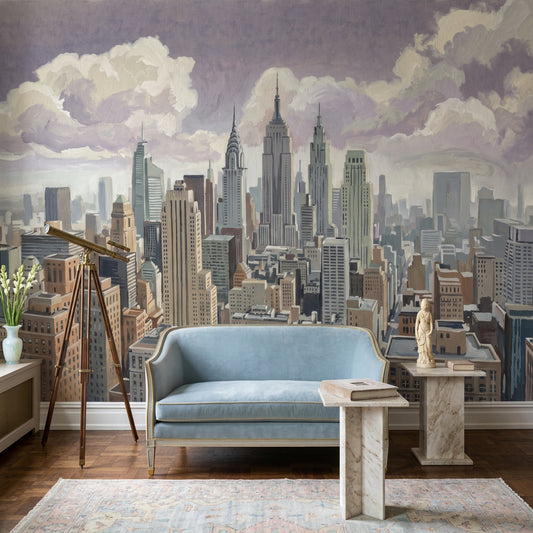 New York Şehir Silüeti Poster Duvar Kağıdı Gri Salon