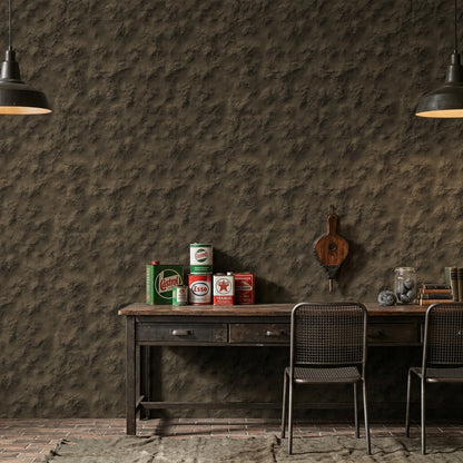 Beton Görünümlü Duvar Kağıdı Koyu Gri Endüstriyel Salon