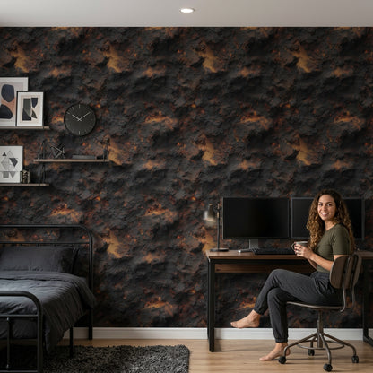 Koyu Pas Görünümlü Duvar Kağıdı Endüstriyel Loft Duvar Dekoru