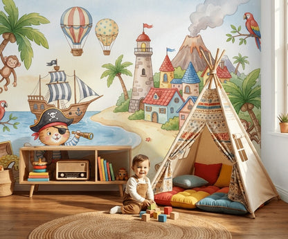 Korsan Adası Poster Duvar Kağıdı Çocuk Odası Renkli